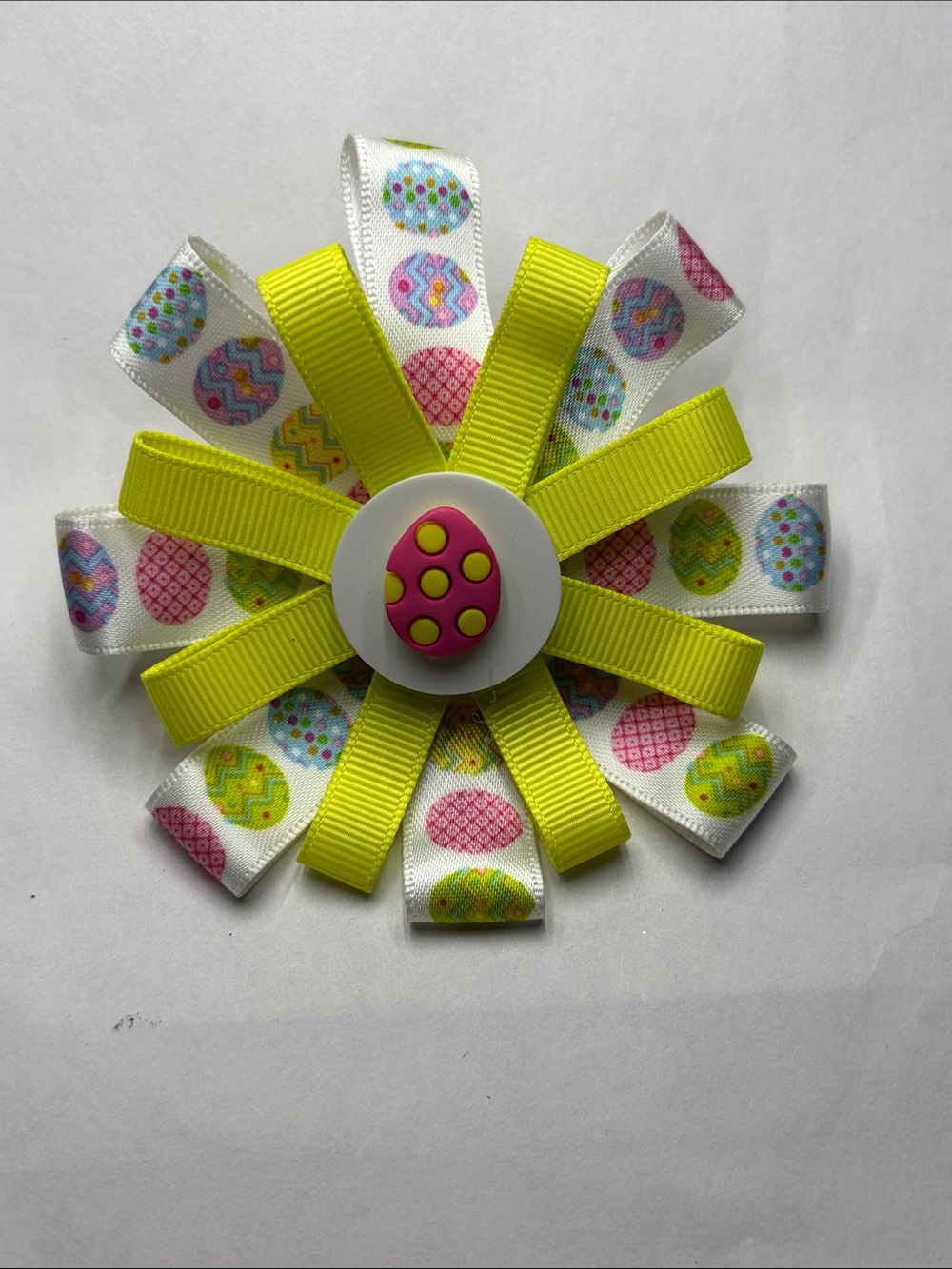 Easter Egg Yellow Ribbon Hair Bow